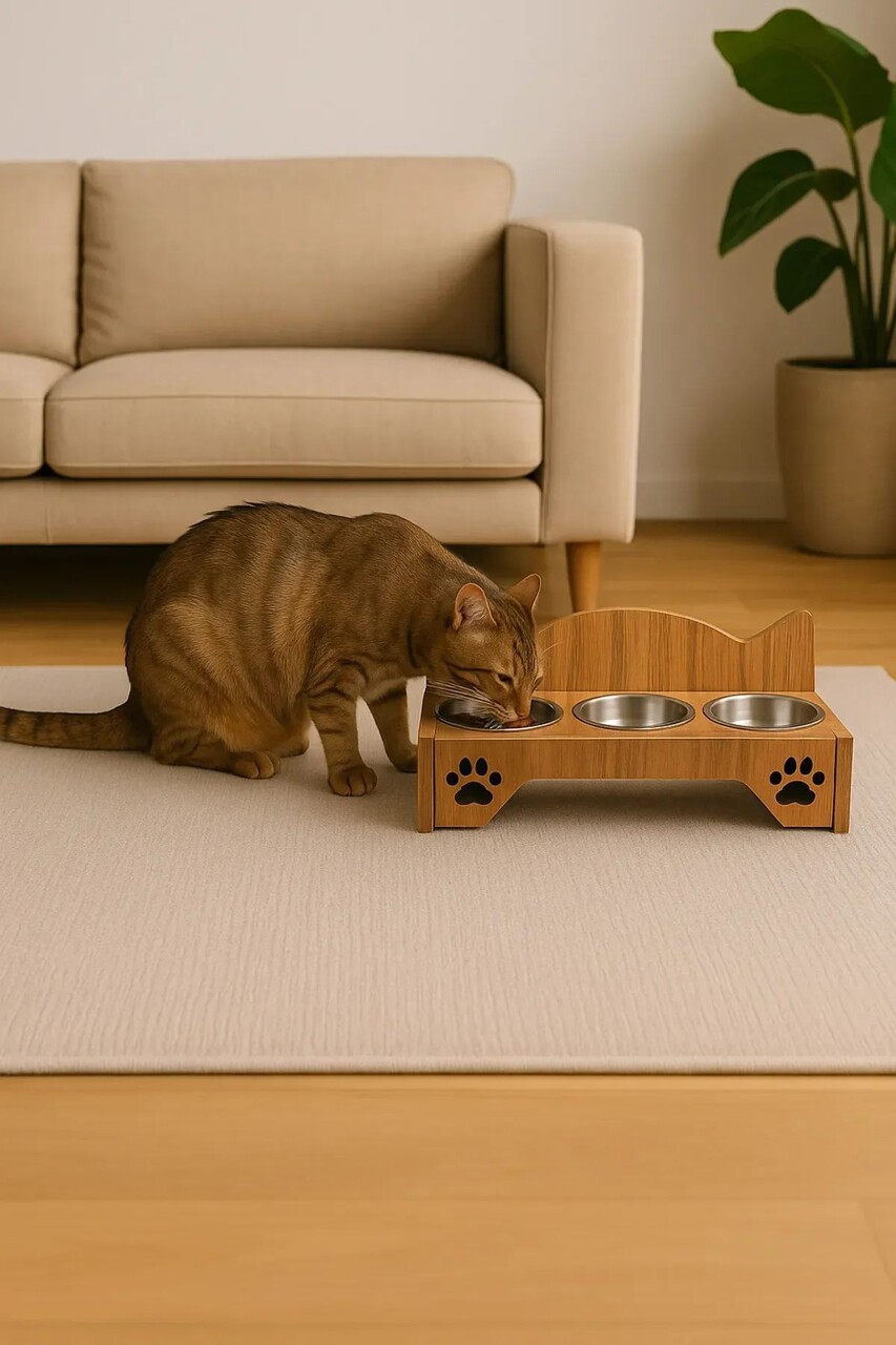 Bol pentru hrana animale de companie, Paws &amp; Whiskers, Apvm16, MDF , Multicolor - imagine 6